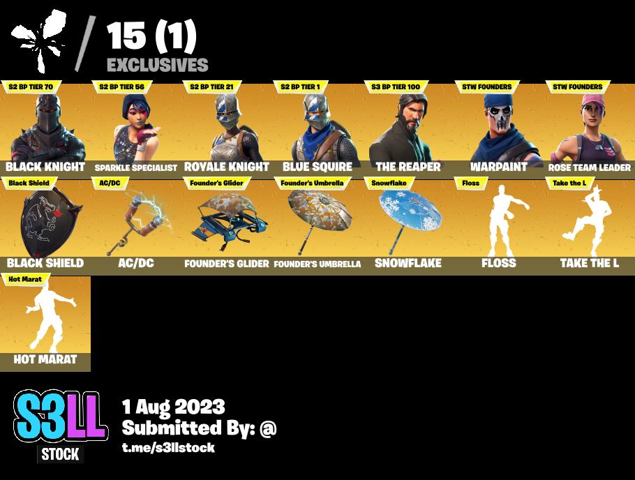 OG Black Knight Stw 86 Skins Floss Sparkle Specialist Royale Knight