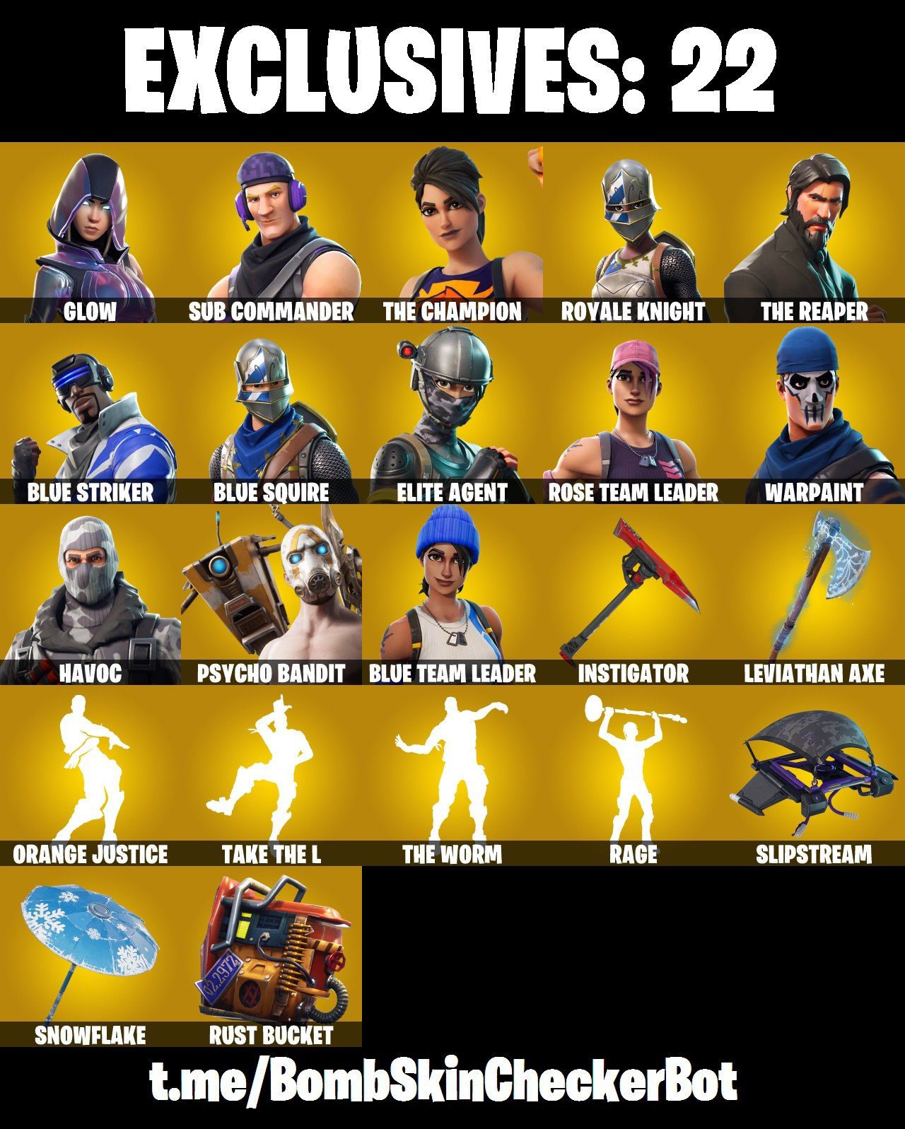 FULL ACCESS ACCOUNT Glow Royale Knight The Reaper Blue Squire