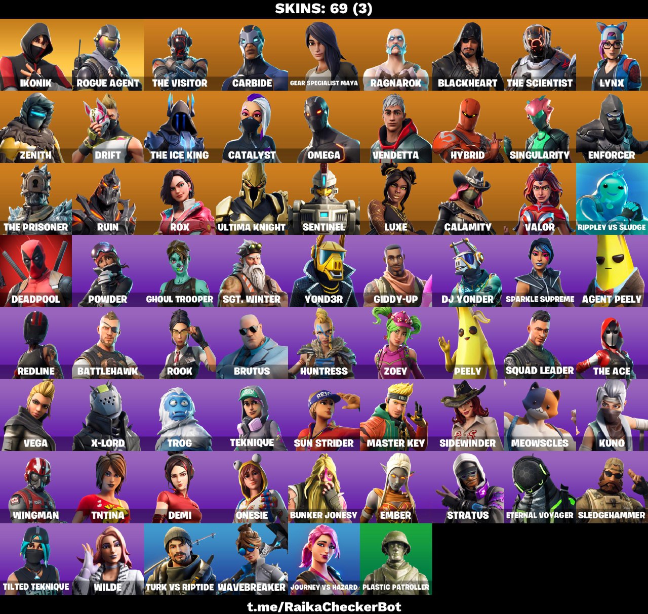 Skins Ikonik Rogue Agent Rust Bucket Orange Justice