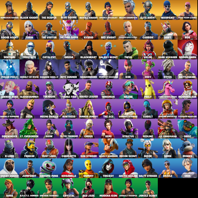 PC PSN XBOX 98 Skins Renegade Raider Black Knight The Reaper IGV