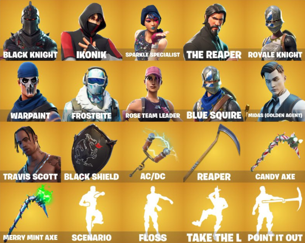 Fortnite Skins Black Knight Ikonik The Reaper Travis Scott