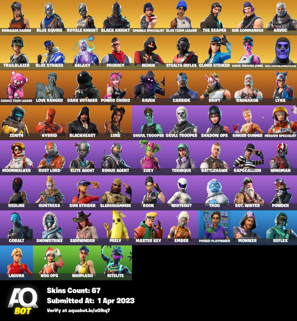 FA 67 Skins PSN XBOX NINTENDO PC Renegade Raider OG Ghoul