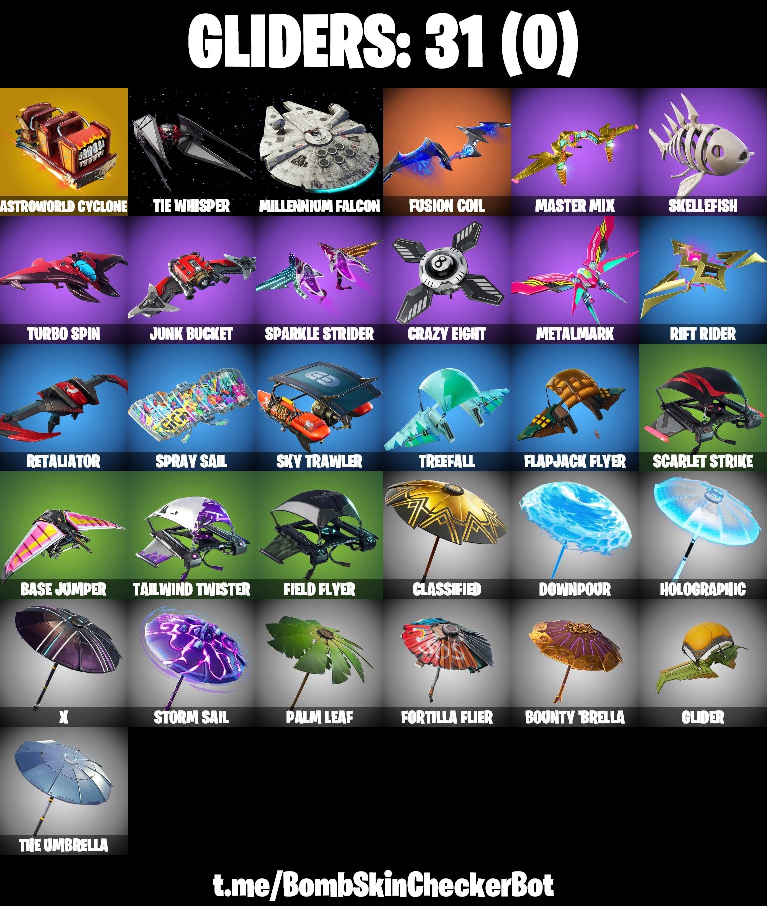 30 SKINS WONDER MERRY MINT AXE AURA RECON RANGER FUSION AND OTHER