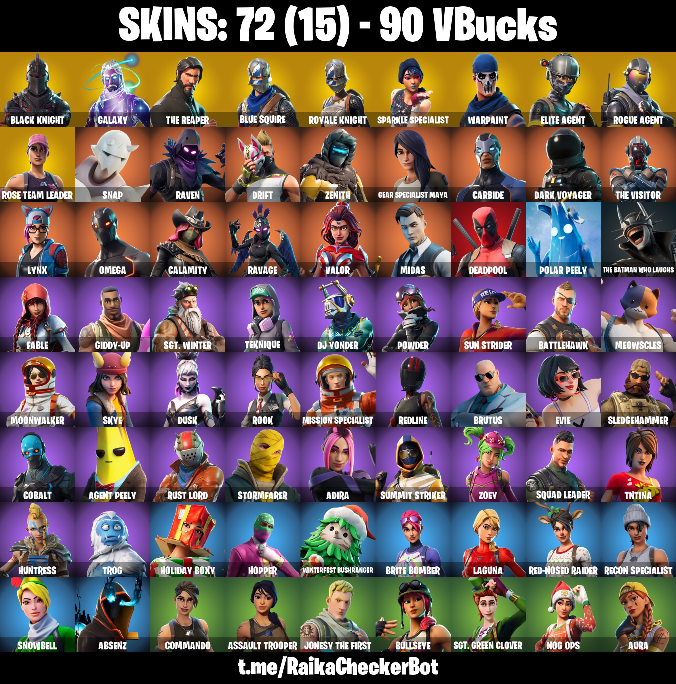 PC 72 SKINS OG STW BLACK KNIGHT GALAXY THE REAPER TAKE THE