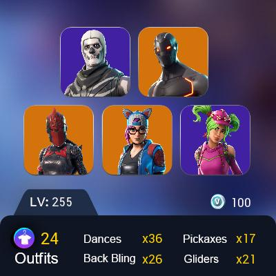 Fortinte PVP OMEGA 24 SKINS 26 Back Bling 17 Pickaxes 21