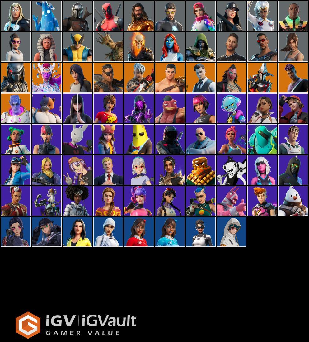 FORTNITE . Full access 78 skins . aftermath . mystique . lara croft ...