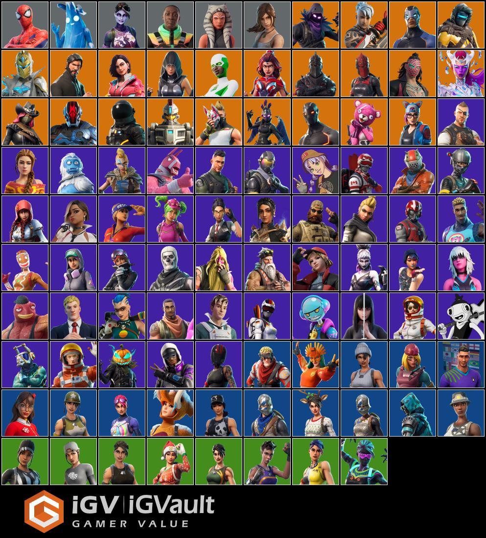 98 skins | Og Skull Trooper | Black Knight | The Reaper | Blue Squire ...