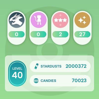 No Team level 704 40 (27 brillant) connexion PTC (tous les Pokémon peuvent être échangés)
