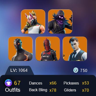 Fortnite 67 skins full access Xbox and Nintendo open Raven