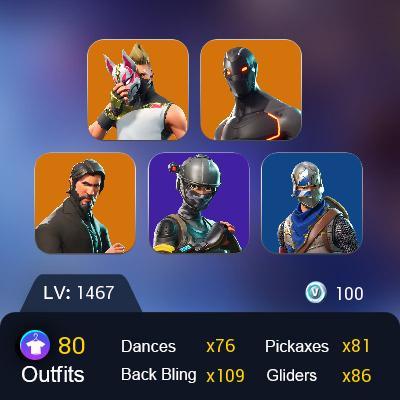 #PC+PSN+XBOX+SWTICH + 80 Skins + Take The L,Blue Squire,Royale Knight,Trilogy,Prodigy,The Reaper,Elite Agent,Omega,Redline,Rook,