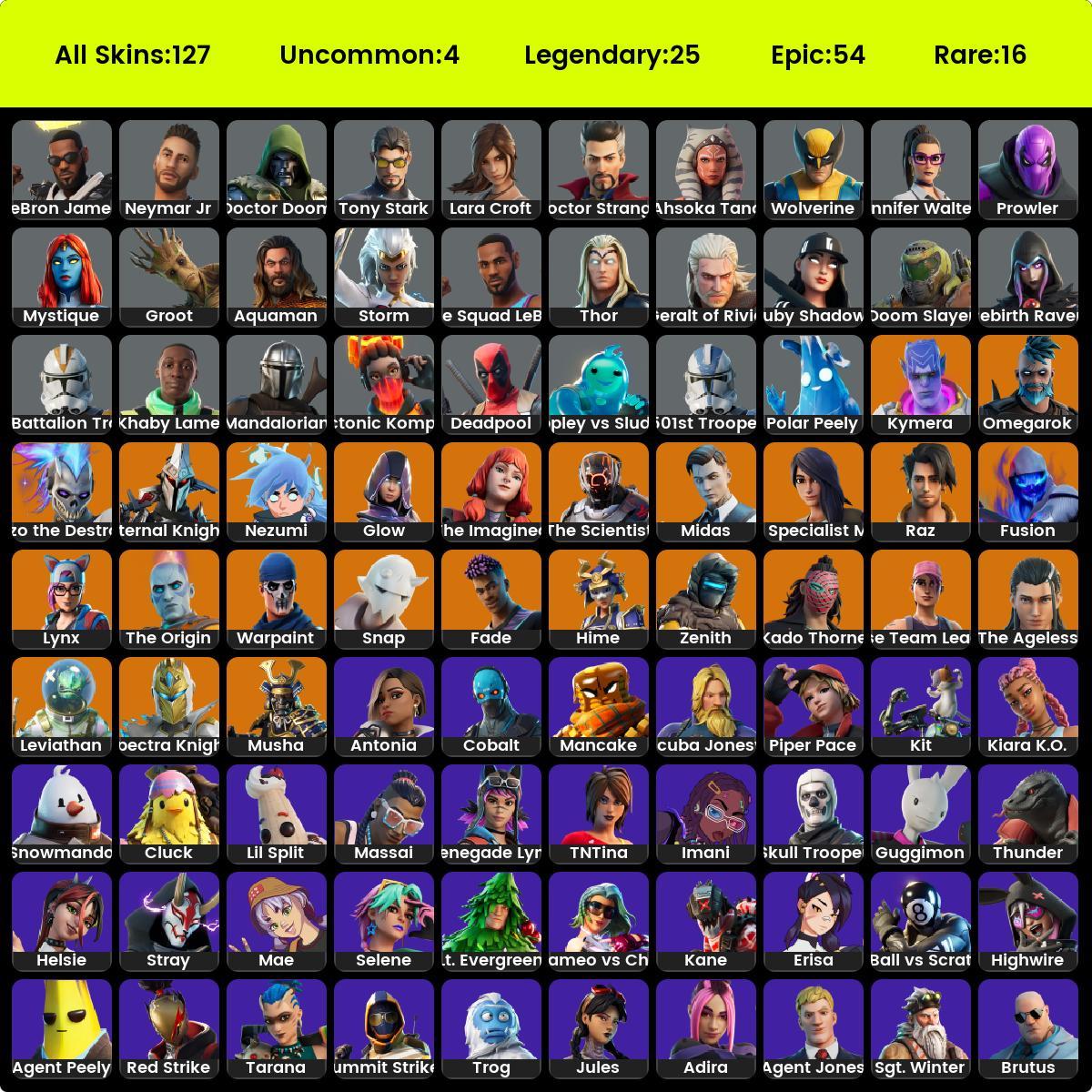 127 skins | OG STW | Glow | Gold Midas | Gold Brutus | Musha | Spectra ...