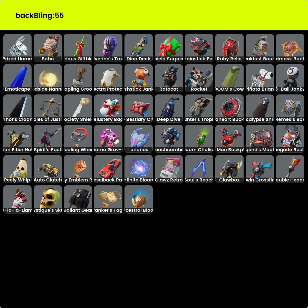 (37)skins,(36) emotes Spectra Knight ,Predator ,Peter Griffin ,Omegarok ...