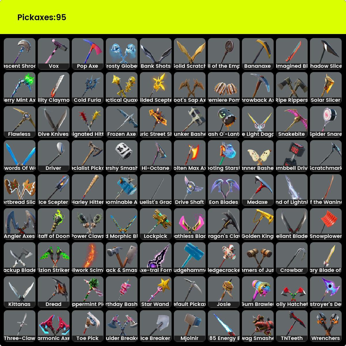 |75 skins : Merry Mint Axe / Gold Midas / Gold Brutus / Prodigy / Eternal Knight / Luxe / Rox / Fusion / Ruin / Sentinel / Hybrid / [PC/XBOX]
