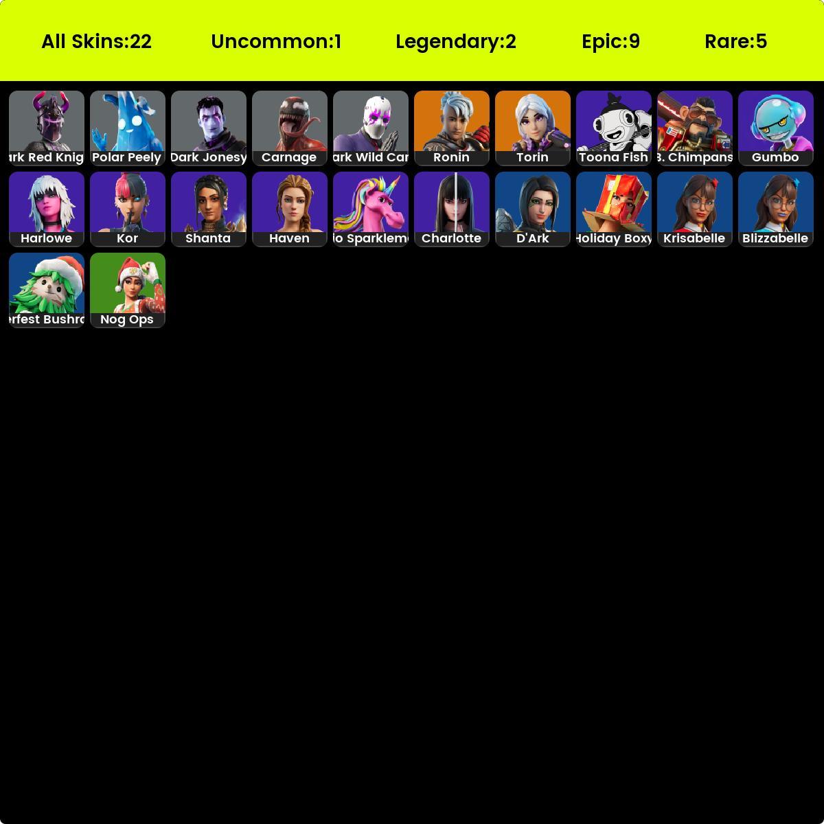 DARK JONESY / 22 Skins / DARK WILD CARD / DARK RED KNIGHT / TORIN ...