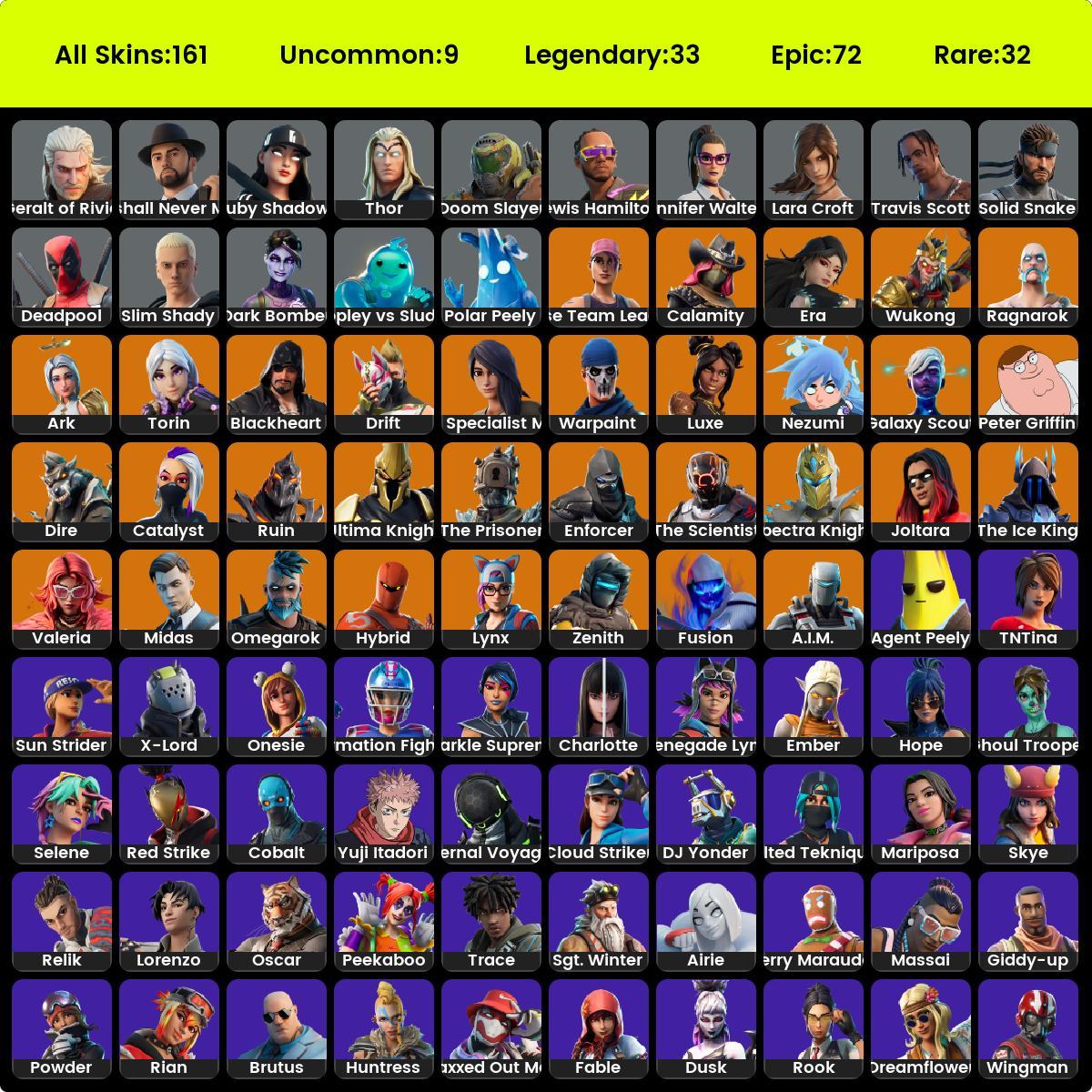 119 POWER HOMEBASE | 161 SKINS | FA | TRAVIS SCOTT | AXEHAMMER | OG STW ...