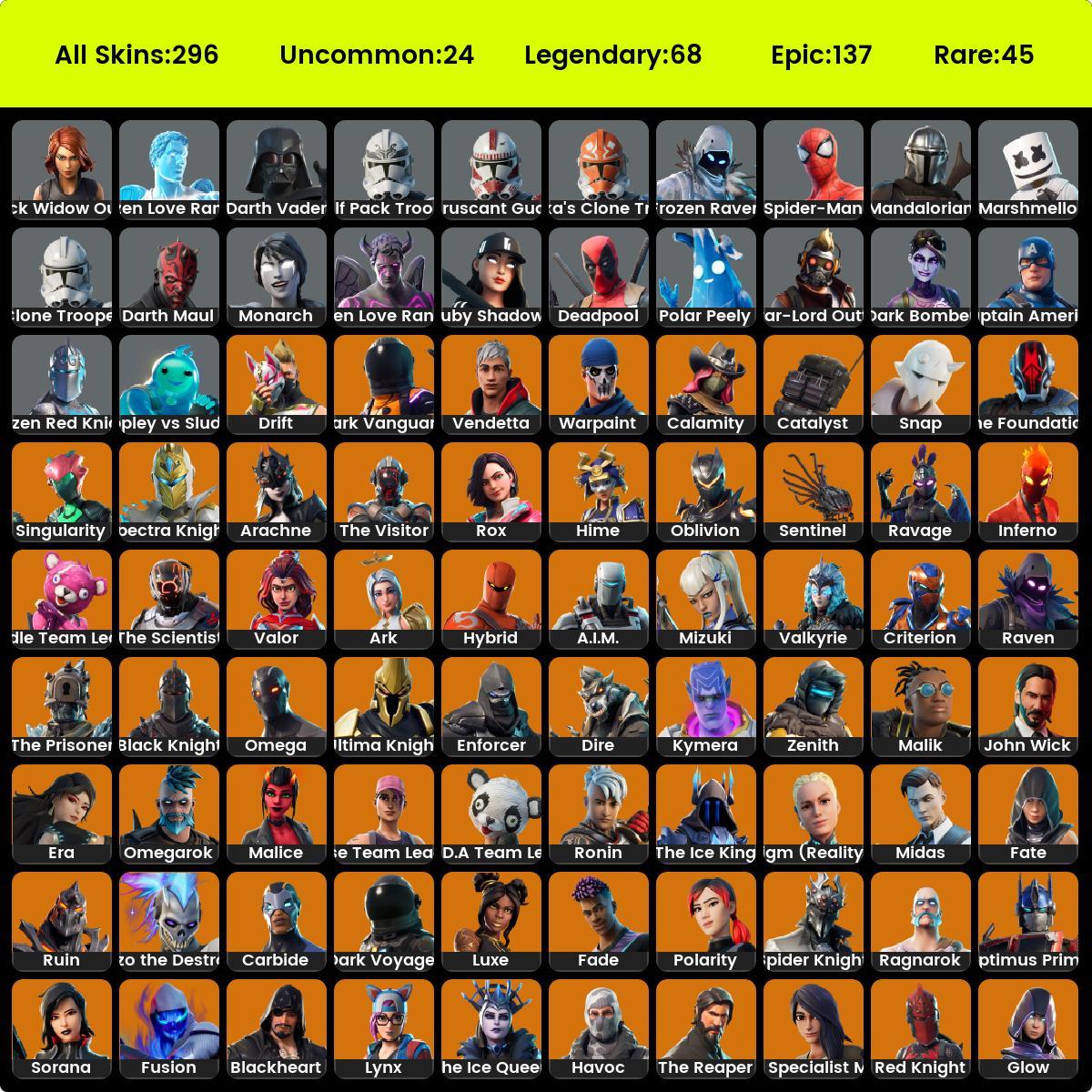 [PC] 296 Skins | Black Knight , Ikonik , AC/DC , Sparkle Specialist ...