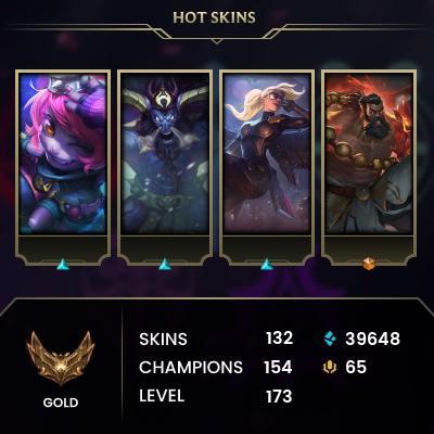 [LAN] > Gold III (4 LP) > 169 Level > 153 Champ > 131 Skins > 38538 BE > 65 RP > 24/7 Instant Delivery > No Access Mail > Read Description