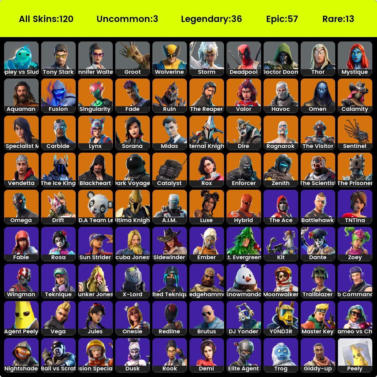 120 SKINS, THE REAPER, GOLD MIDAS, SCOUT, ELITE AGENT, TAKE THE L ...