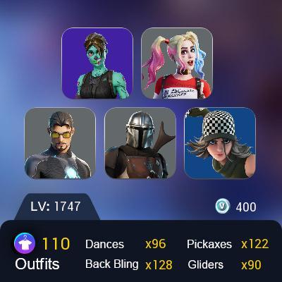 F.A Fortnite . 110 skins . Leviathan axe . Skull scout . Ghoul Trooper ...