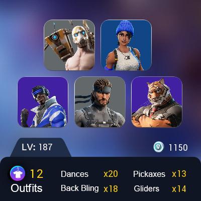 -{Fortnite}-|-{12 Skins}-|-{Psycho Bandit/Blue Team Leader/Blue Striker ...