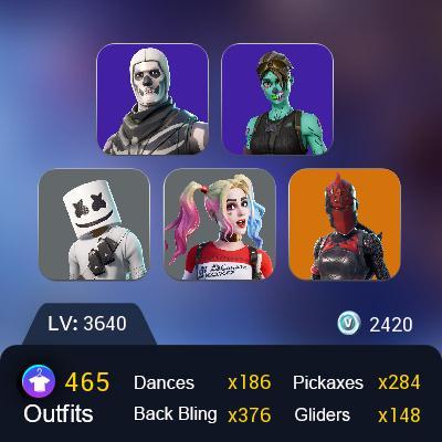 -{Fortnite}-|-{465 Skins}-|-{John Wick/Trinity Trooper/Breakpoint ...