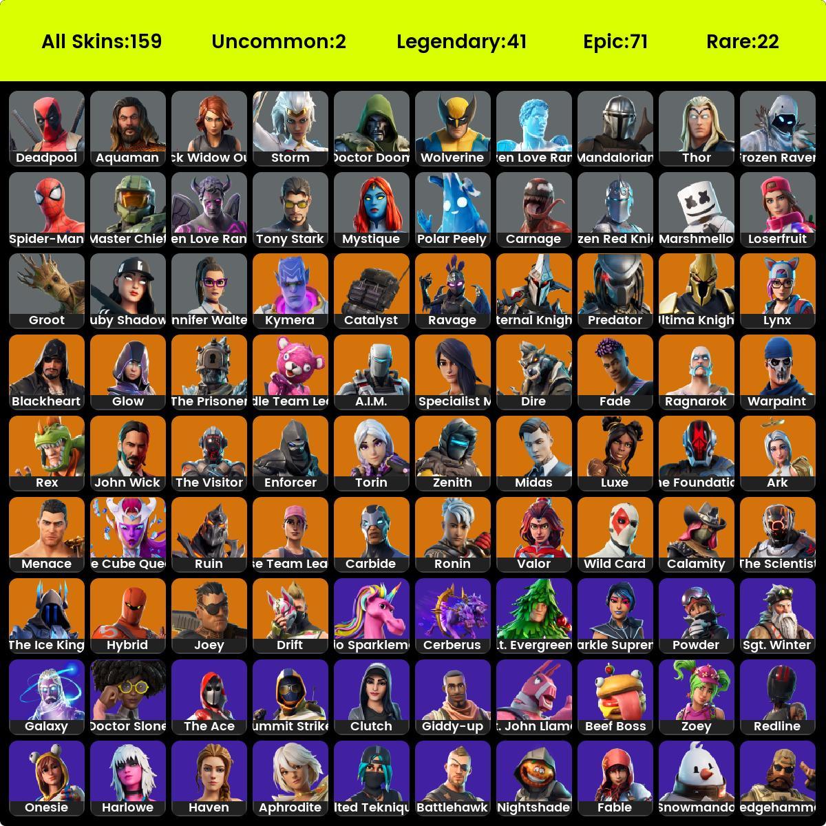 159 skins | OG STW | Galaxy | Glow | Master Chief | Fishstick (World ...