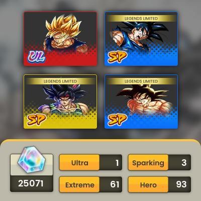 DB658~25061 Chrono Crystals~3 LL~LL 6* Goku~LL 5* Goku&Bardock~LL Bardock~UL Goku~ANDROID ONLY