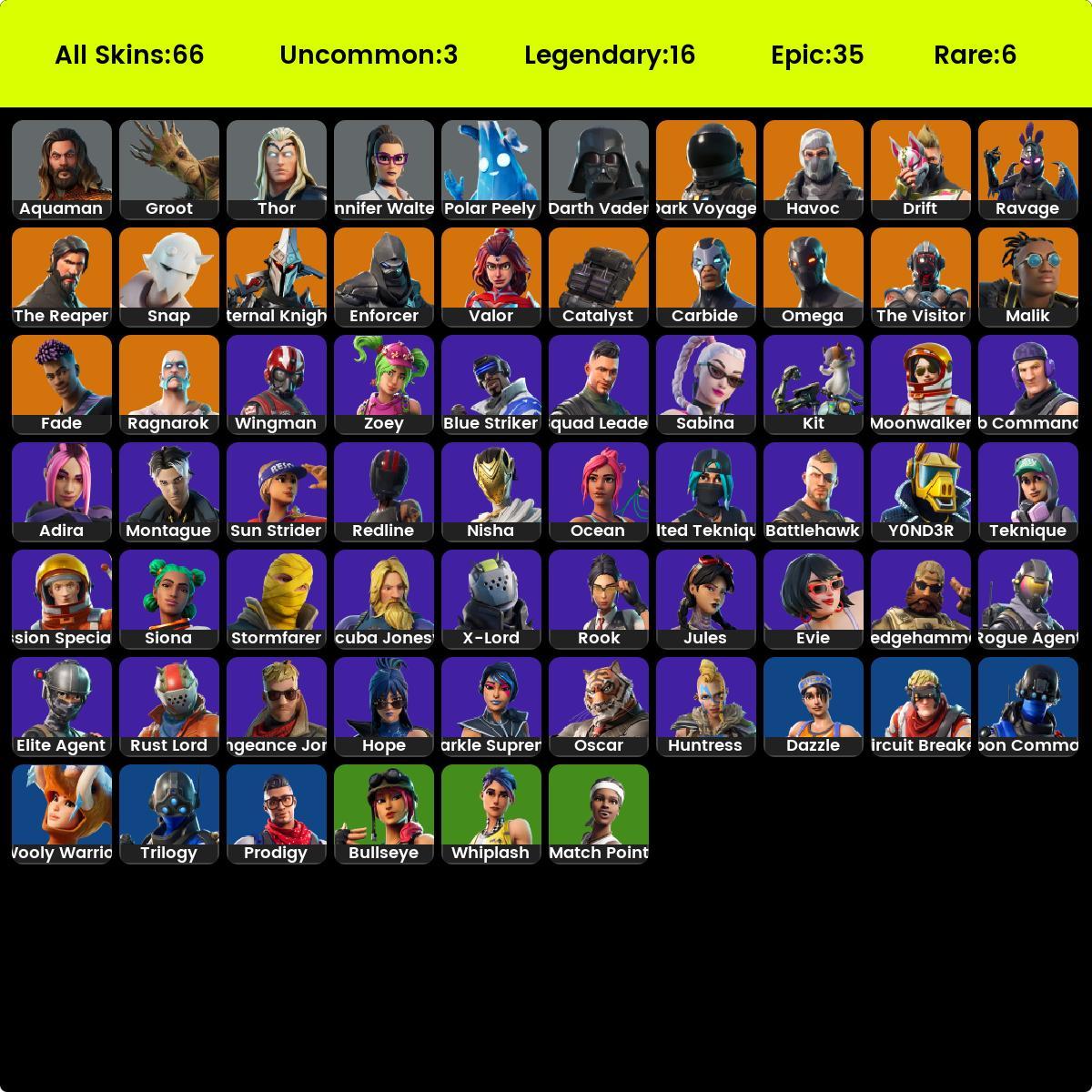 66 SKINS FULL ACCESS I AND THE REAPER I AND OMEGA I AND OPERATION I ...