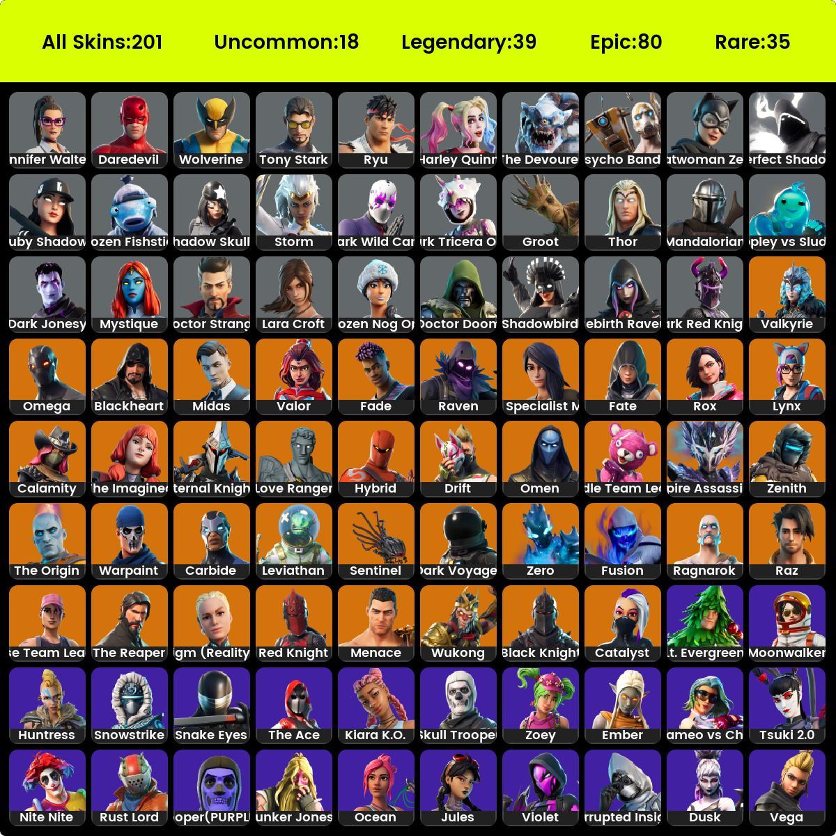 [PC/PSN/XBOX] 200 skins, OG Skull Trooper, Black Knight, The Reaper, Blue Squire, Royale Knight