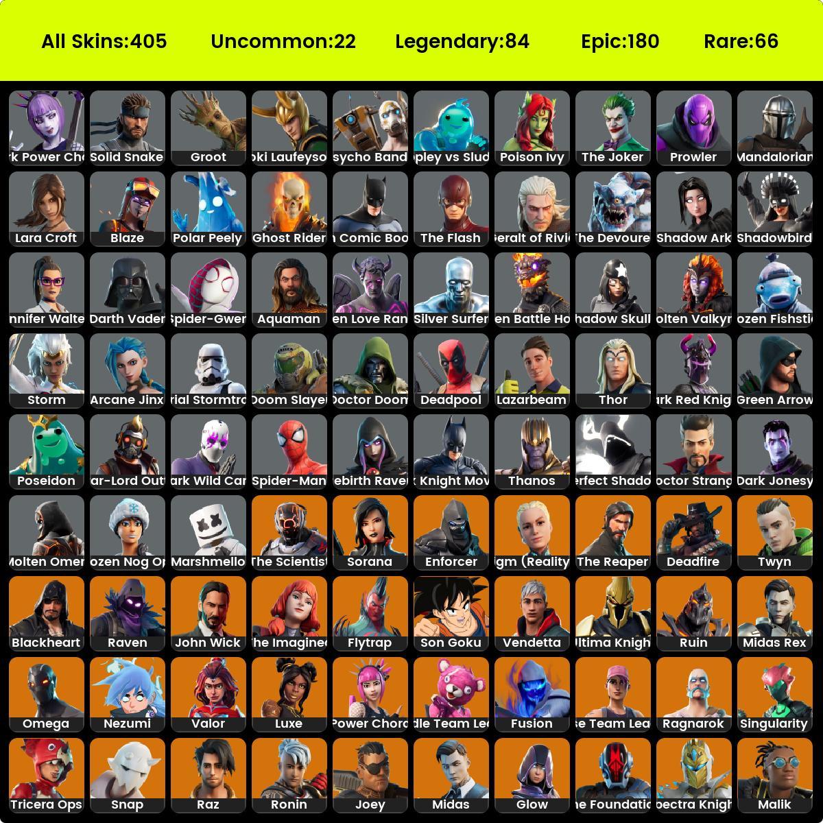 [PC/NINTENDO] 405 Skins | Wonder , Ikonik , Honor Guard , Leviathan Axe ...