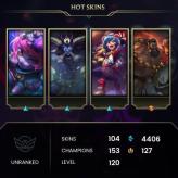 League of legends / NA server /  104 Skins /  153 characters /  120  Level