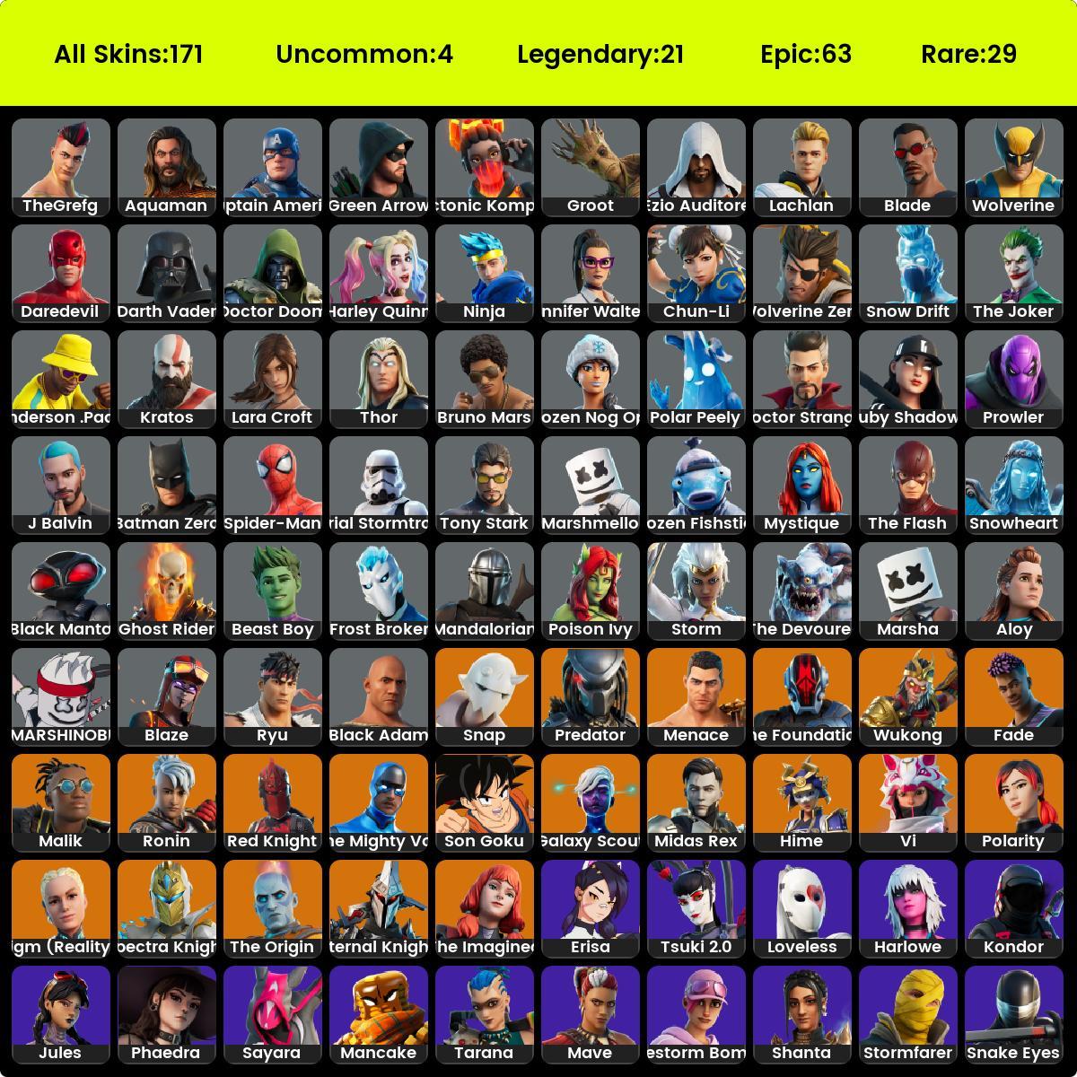 [PC/XBOX] 171 skins | Kratos | Aloy | Cloud Striker | Point Patroller | Sultura | Fixer | Chun-Li | The Champion | Predator | Red Knight | Polar