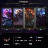 [EUW] > Bronze II (76 LP) > 188 Level > 142 Champ > 111 Skins > 1454 BE > 46 RP > 24/7 Instant Delivery > No Access Mail > Read Description