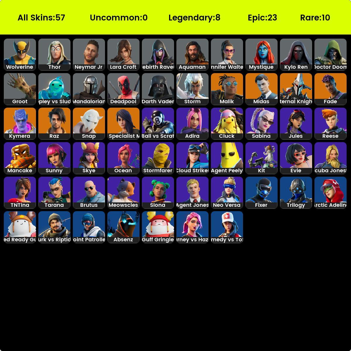 Full Access [pc Xbox] 57 Skins Neo Versa Gold Brutus Gold Midas