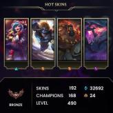 [EUW] > Bronze II (92 LP) > 481 Level > 167 Champ > 184 Skins > 16302 BE > 294 RP > 24/7 Instant Delivery > No Access Mail > Read Description