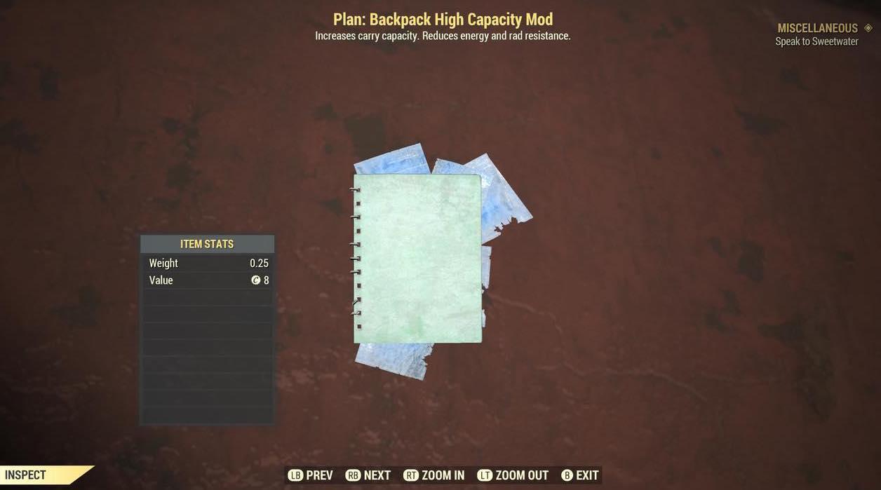 Plan: High Capacity Backpack Mod