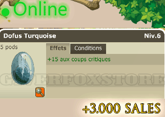Dofus turquoise +15CC 10 Millions