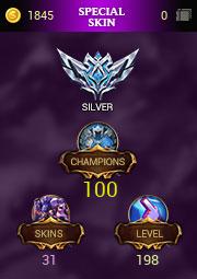 [READY] > SILVER IV > 198 Level > 100 Champions > 31 Skins > 1845 BE > 0 RP > 24/7 Instant Delivery > Perfect & Best Smurf