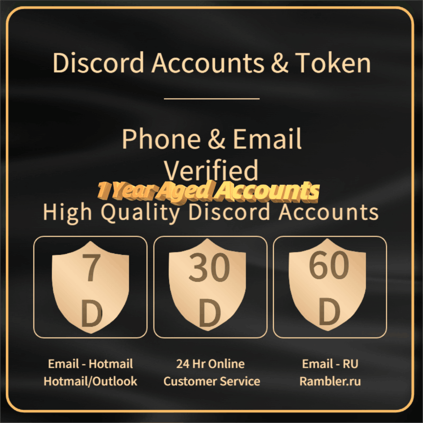 discord accounts, email and phone verified, RU@email included, token included, registered 30 days+, new and unuse, profile filled