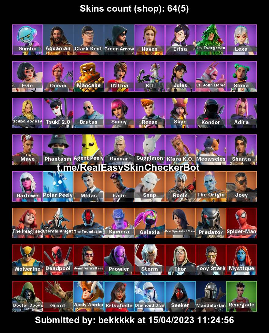 FORTNITE . Full access 64 skins . Tsuki . Renegade . Midas . Galaxia ...