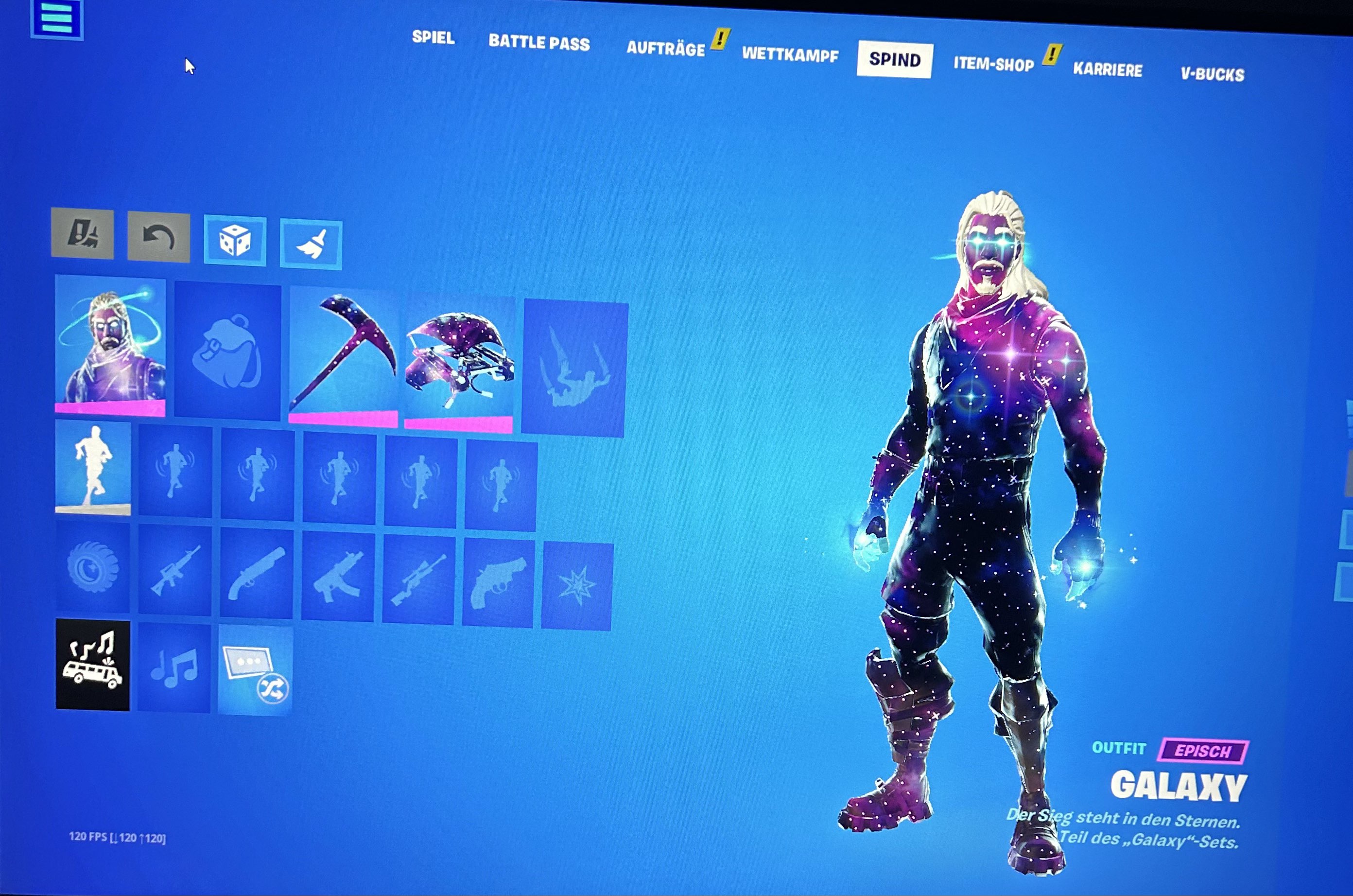 Galaxy skin battle bus banner i fortnite account igv
