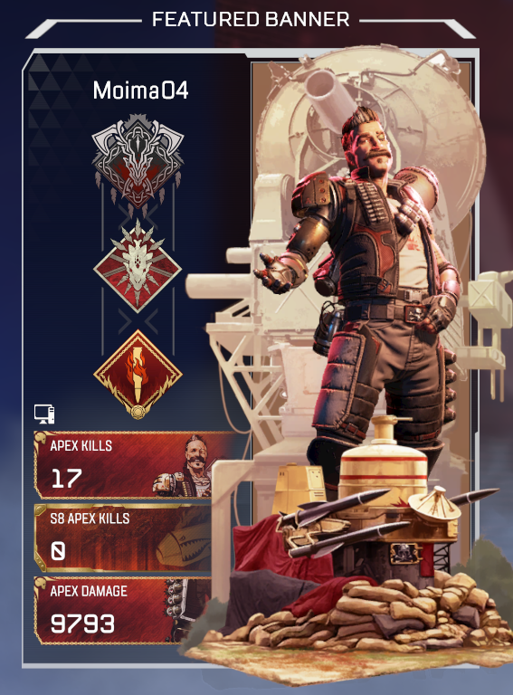 Level 114 // legendary items 18 // Crafting metals 820 // Apex Coins