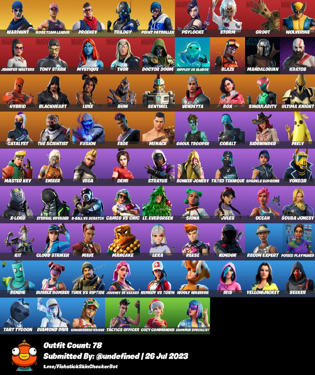 Full Access. Fortnite 78 Skins . Ghoul Trooper . Cobalt . Kratos 