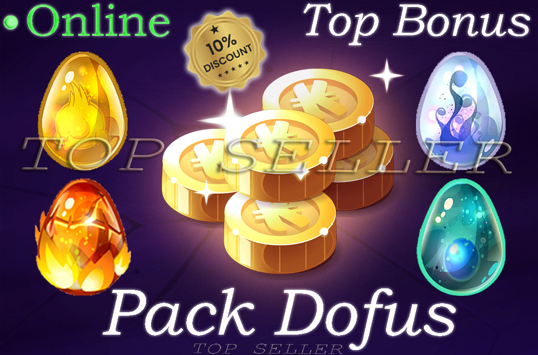 Pack 4 Dofus : Dofus emeraude + Dofus ebene + Dofus turquoise + Dofus pourpre + Top Bonus - Delivery time ==> 5 minutes
