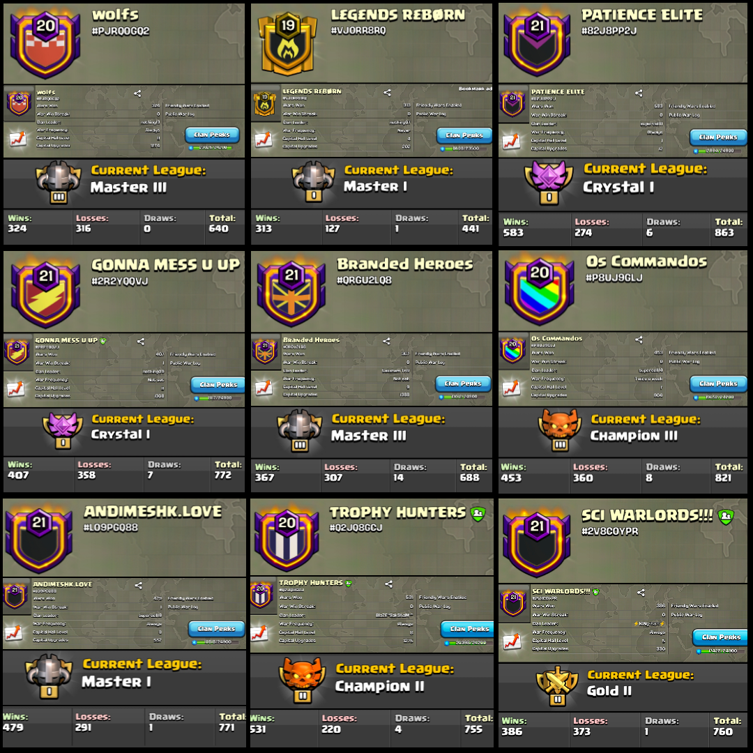 More than 60+ Clans Available for Sale || Check Pics & Contact me for for more information || Best CoC Clan Stock