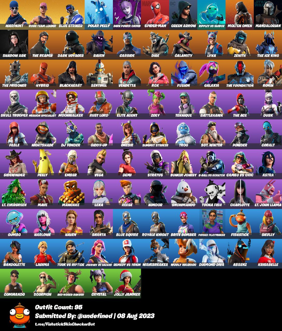 BLUE SQUIRE / 95 Skins / ROYALE KNIGHT / THE REAPER / ELITE AGENT ...