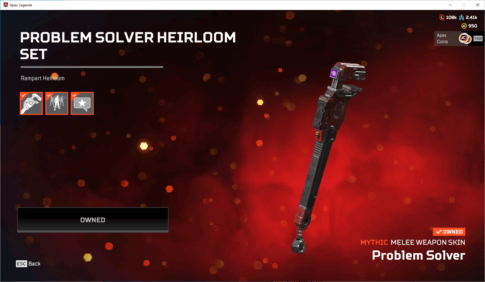 Heirloom Rampart + Level account 503 + legendary items 102