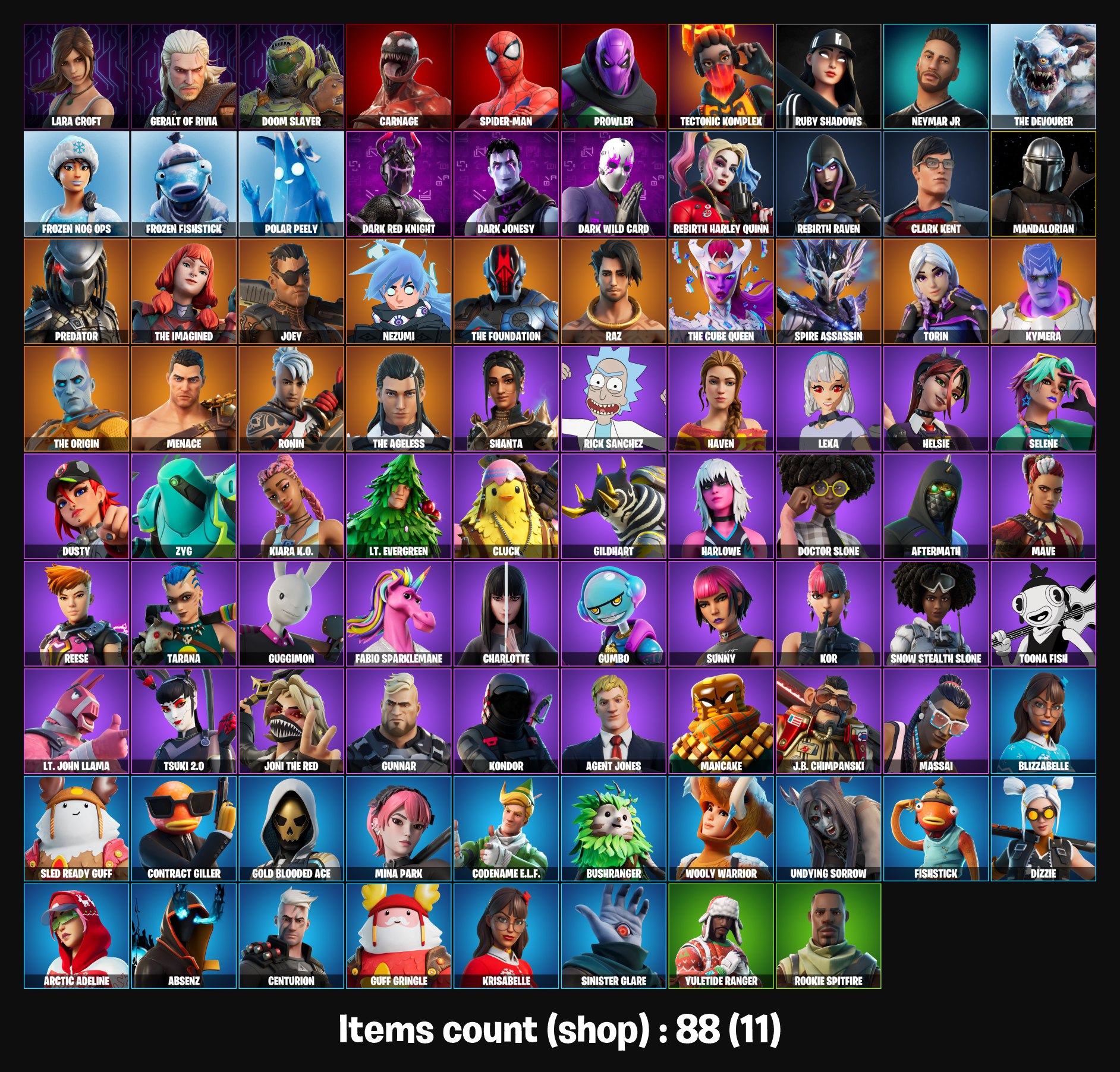 88 SKINS FULL ACCESS STW OG Rebirth Harley Quinn Frozen Nog Ops ...