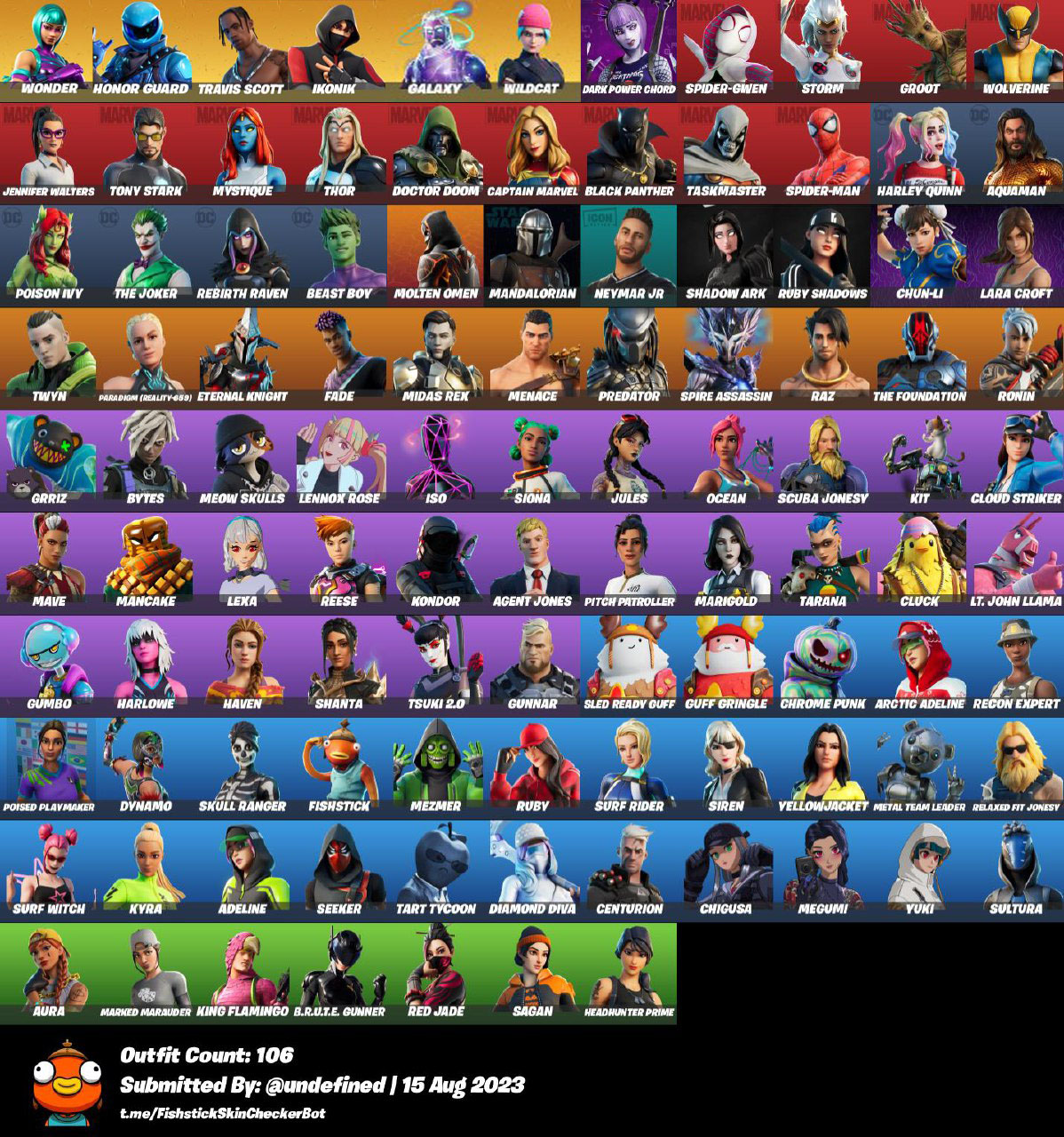 (Any Platform)106 skins_Full Access_Wonder_Wildcat_IKONIK_Honor Guard ...