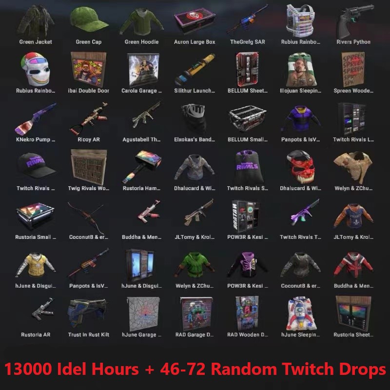 Rust Account with 13,000 Idle Hours + Random 46-72 Twitch Drops Skins - iGV